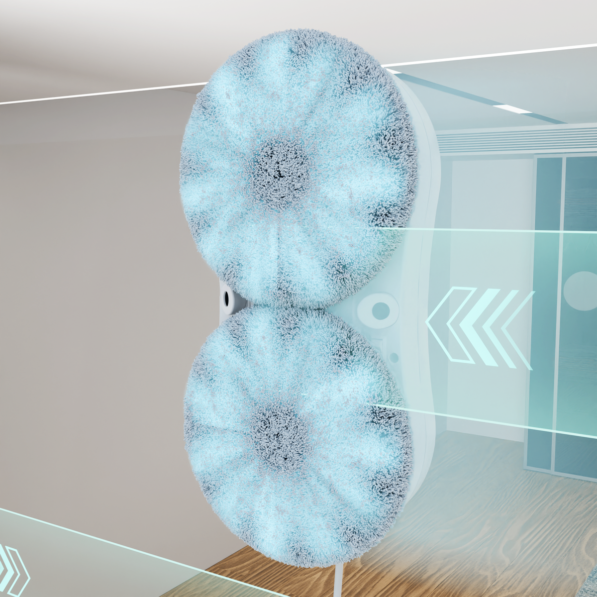 Lingettes rotatives et force d'aspiration, robot lave vitre S+